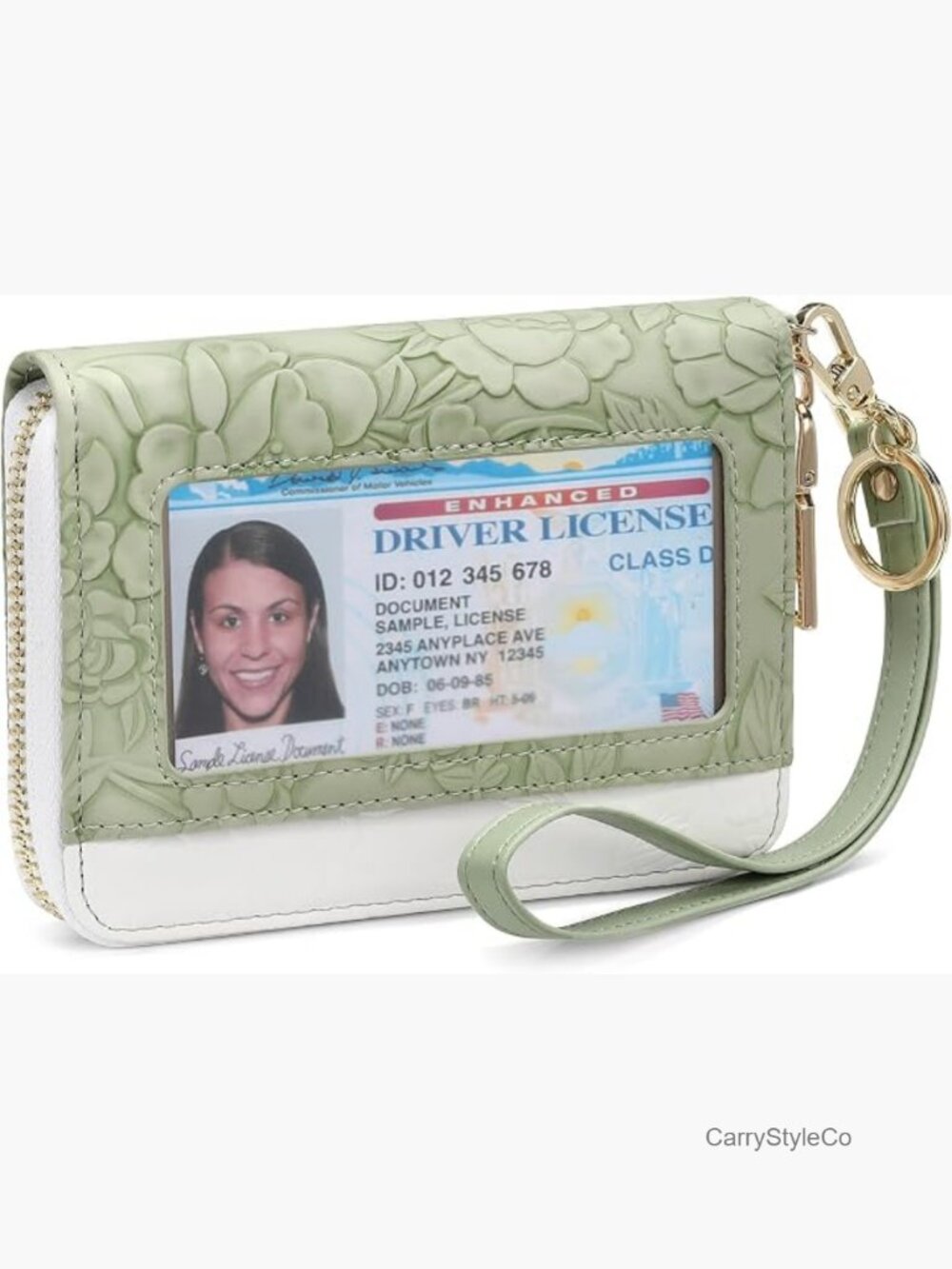 RFID Blocking Credit Card Holder Wristlet Zipper Purse with ID Window